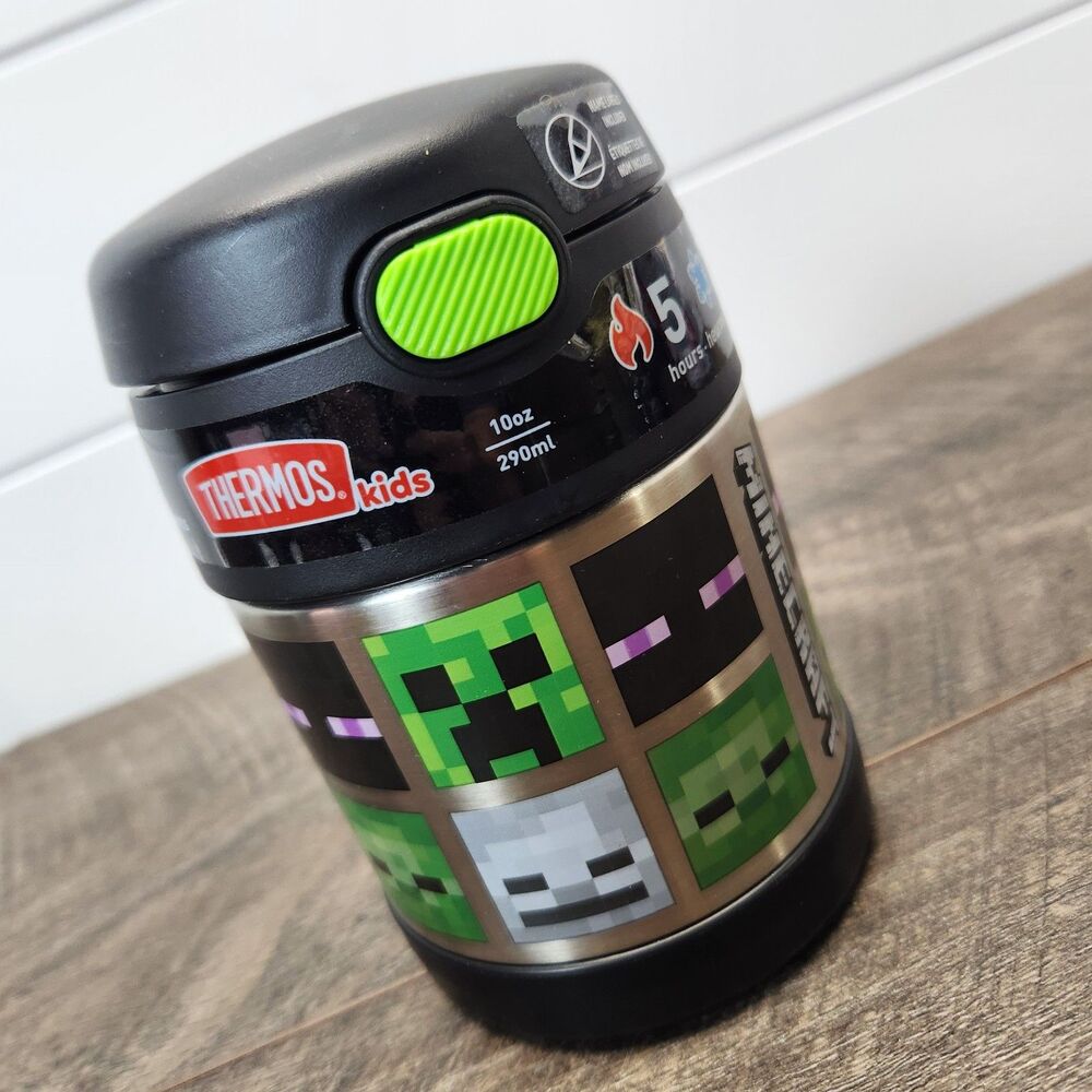 Thermos Funtainer Kids Minecraft Insulated Food 10oz With Spoon NEW